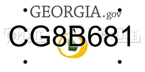 CG8B681 Georgia License Plate