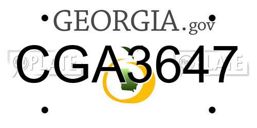 CGA3647 Georgia License Plate