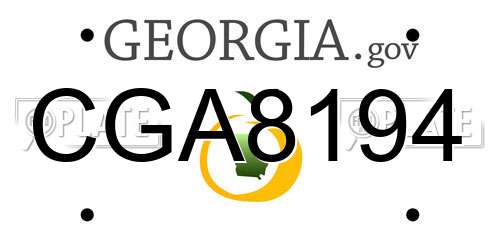 CGA8194 Georgia License Plate