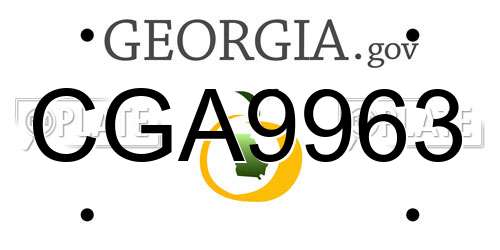 CGA9963 Georgia License Plate