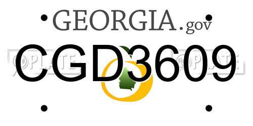 CGD3609 Georgia License Plate