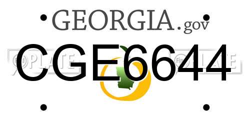 CGE6644 Georgia License Plate