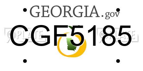 CGF5185 Georgia License Plate