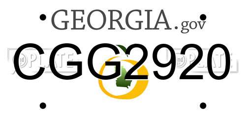 CGG2920 Georgia License Plate