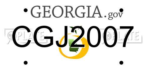 CGJ2007 Georgia License Plate