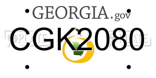CGK2080 Georgia License Plate