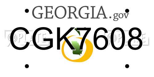 CGK7608 Georgia License Plate
