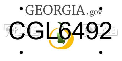 CGL6492 Georgia License Plate