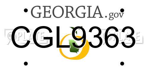 CGL9363 Georgia License Plate