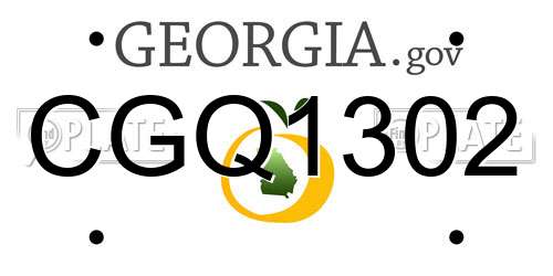 CGQ1302 Georgia License Plate