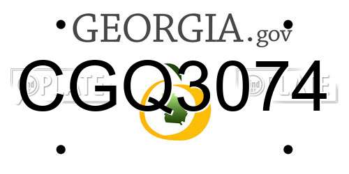 CGQ3074 Georgia License Plate
