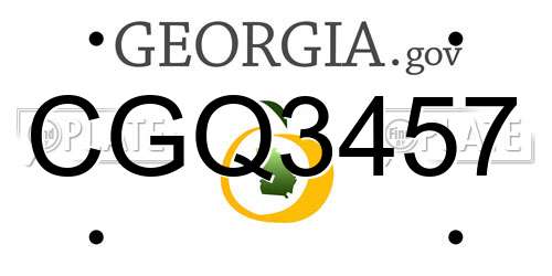 CGQ3457 Georgia License Plate