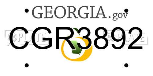 CGR3892 Georgia License Plate