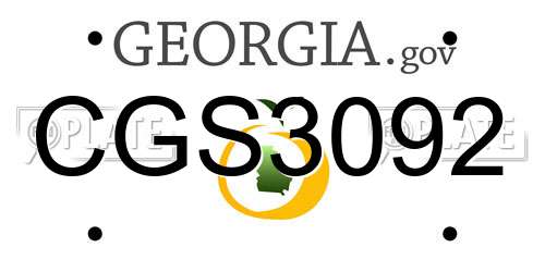 CGS3092 Georgia License Plate