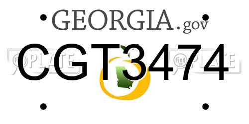 CGT3474 Georgia License Plate