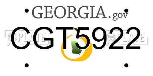 CGT5922 Georgia License Plate