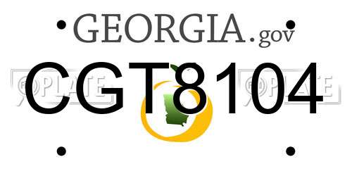 CGT8104 Georgia License Plate
