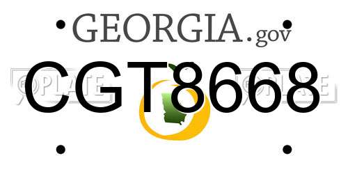 CGT8668 Georgia License Plate