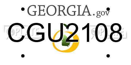 CGU2108 Georgia License Plate