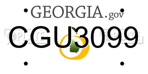 CGU3099 Georgia License Plate