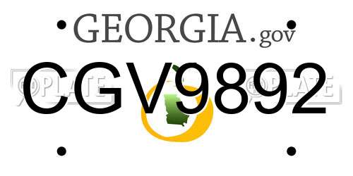 CGV9892 Georgia License Plate