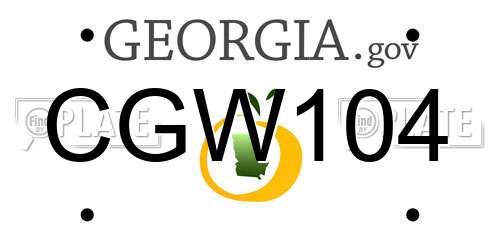 CGW104 Georgia License Plate