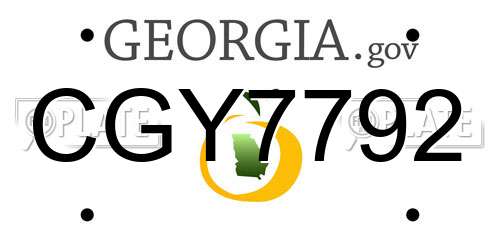 CGY7792 Georgia License Plate