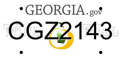 CGZ2143 Georgia License Plate