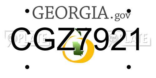 CGZ7921 Georgia License Plate