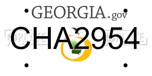 CHA2954 Georgia License Plate