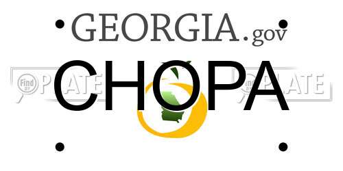 CHOPA Georgia License Plate