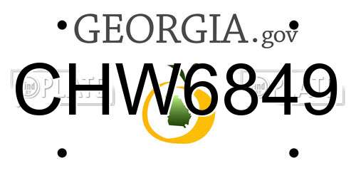 CHW6849 Georgia License Plate