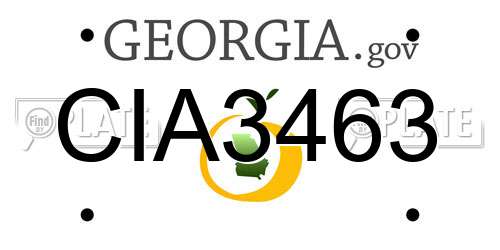 CIA3463 Georgia License Plate
