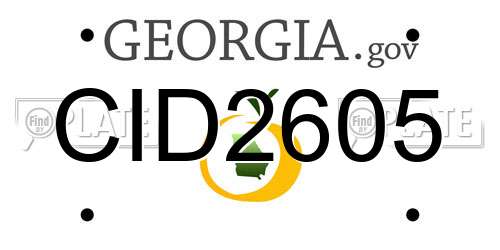 CID2605 Georgia License Plate