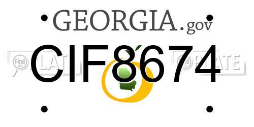 CIF8674 Georgia License Plate