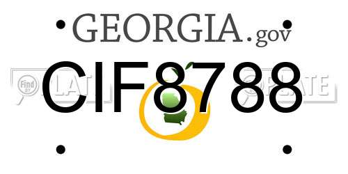 CIF8788 Georgia License Plate