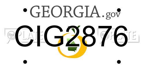 CIG2876 Georgia License Plate
