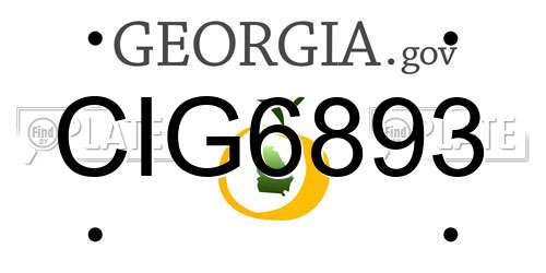 CIG6893 Georgia License Plate