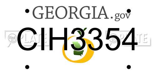CIH3354 Georgia License Plate