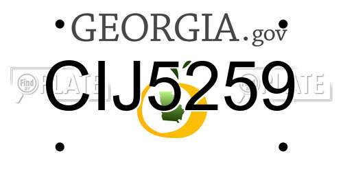 CIJ5259 Georgia License Plate