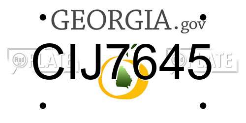 CIJ7645 Georgia License Plate