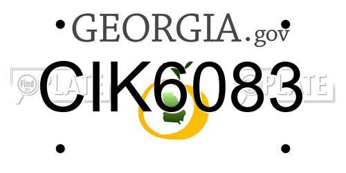 CIK6083 Georgia License Plate