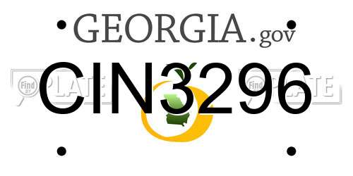 CIN3296 Georgia License Plate