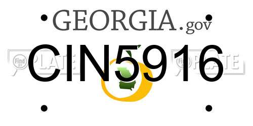 CIN5916 Georgia License Plate