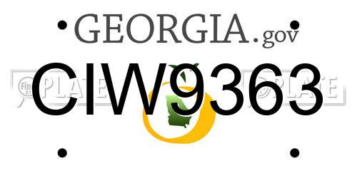 CIW9363 Georgia License Plate