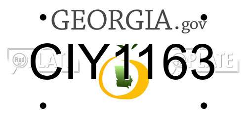 CIY1163 Georgia License Plate