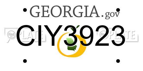CIY3923 Georgia License Plate