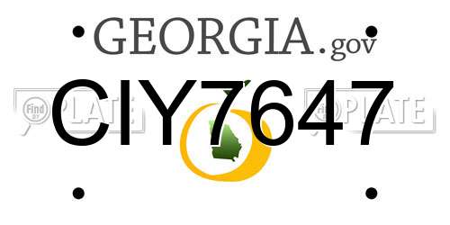 CIY7647 Georgia License Plate