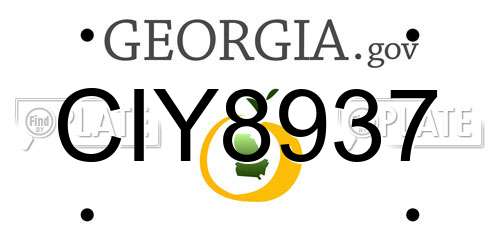 CIY8937 Georgia License Plate