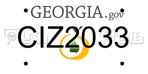 CIZ2033 Georgia License Plate